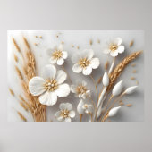 Boeket van witte bloemen en tarweoren poster (Voorkant)