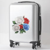 Boeket van witte, rode en blauwe rozen sticker (Koffer)