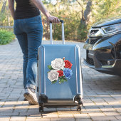 Boeket van witte, rode en blauwe rozen sticker (Koffer Insitu)