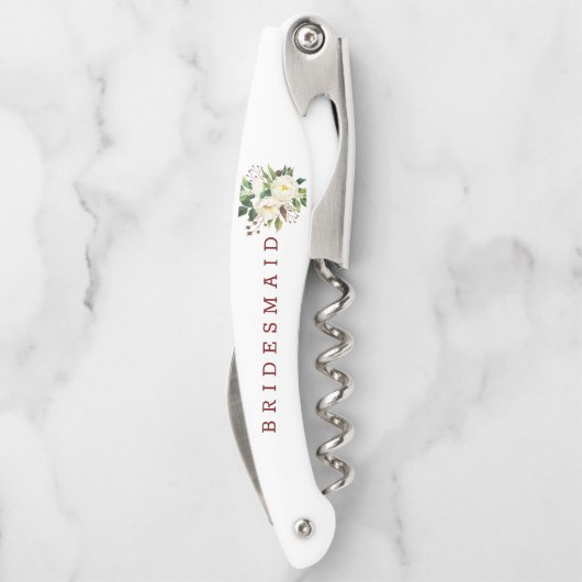 Boeket van witte rozen kurkentrekker (Achterkant)