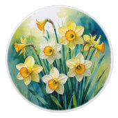 Boeket van Yellow Daffodils Waterverf Keramische Knop (Voorkant)