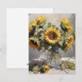Boeket van zonnebloemen D - oliën Feestdagenkaart (Voorkant / Achterkant)