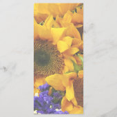 Boeket van zonnebloemen en paarse statice menu (Achterkant)