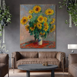 Boeket van Zonnebloemen Monet Canvas Afdruk