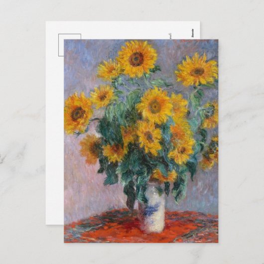 Boeket van Zonnebloemen - Monet Feestdagenkaart (Voorkant / Achterkant)