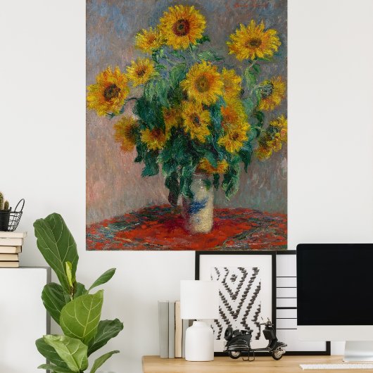 Boeket van Zonnebloemen Monet Poster (Thuiskantoor)