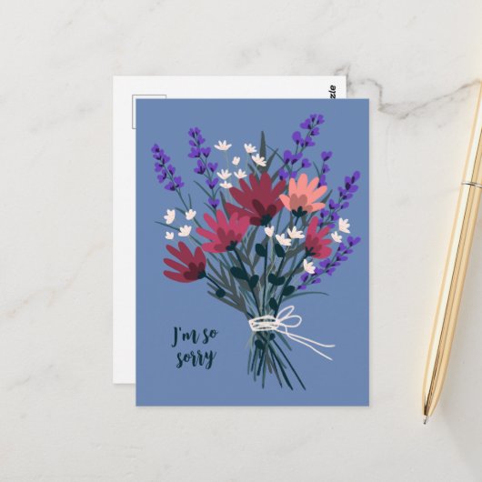 Boeket veldbloemen rouwbetuiging Sorry voor het ve Briefkaart (Voorkant / Achterkant in situ)