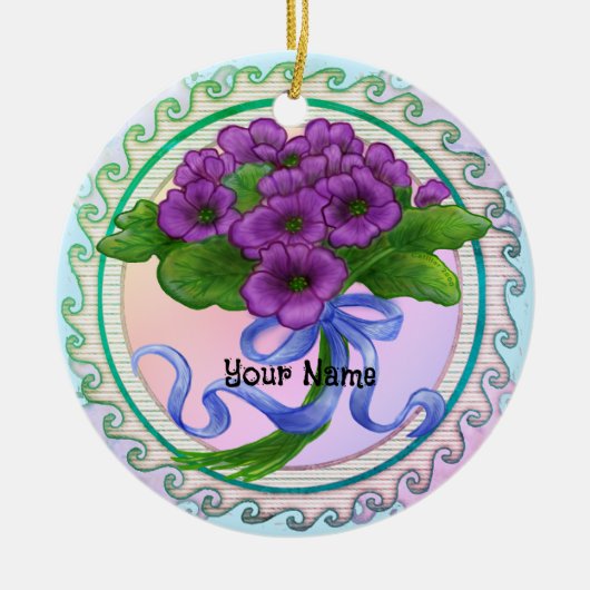 Boeket Viooltjes Keramisch Ornament (Voorkant)