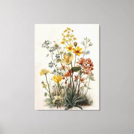 Boeket Weidevol Bloemen Canvas Afdruk (Voorkant)