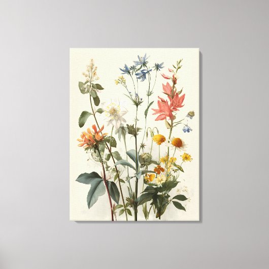 Boeket Weidevol Bloemen Canvas Afdruk (Voorkant)