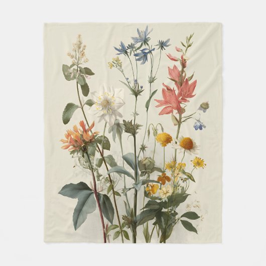 Boeket Weidevol Bloemen Fleece Deken (Voorkant)