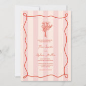 Boeket werveling roze streep tropische bruiloft kaart (Voorkant)