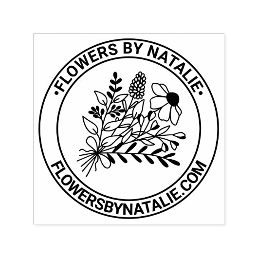 Boeket Wilde Bloemen #1L Bloemist Logo Naam Websit Zelfinktende Stempel (Design)