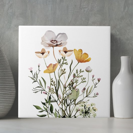 Boeket wilde bloemen Boho-esthetiek Tegeltje