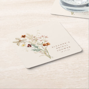 Boeket Wilde Bloemen Crème Kleurige Bruiloftsdouch Kartonnen Onderzetters