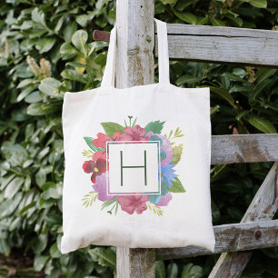 Boeket Wilde Bloemen Initiaal Tote Bag