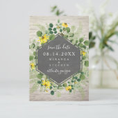 Boeket wilde bloemen witte baksteen Save The Date (Staand voorkant)