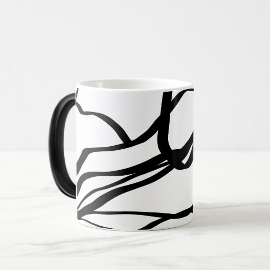 Boeket Wit: Abstract Wit & Zwart Magische Mok (Voorkant links)