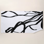 Boeket Wit: Abstract Wit & Zwart Strandlaken (Voorkant)