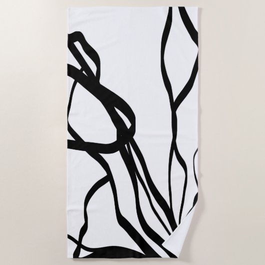 Boeket Wit: Abstract Wit & Zwart Strandlaken (Voorkant)