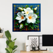 Boeket witte bloemen poster (Thuiskantoor)