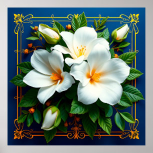 Boeket witte bloemen poster