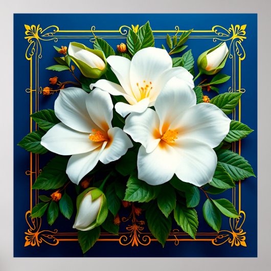 Boeket witte bloemen poster (Voorkant)