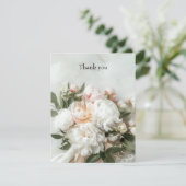 Boeket witte pioenrozen met kant	 bedankkaart (Staand voorkant)