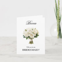 Boeket witte rozen bruidsmeisje voorstel