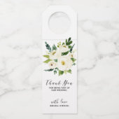 Boeket witte rozen - typografie bedankt flessenhanger (Voorkant)