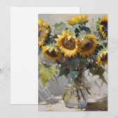 Boeket zonnebloemen A - oliën Feestdagenkaart (Voorkant / Achterkant)