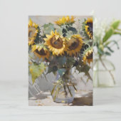 Boeket zonnebloemen A - oliën Feestdagenkaart (Staand voorkant)