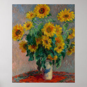 Boeket zonnebloemen door Claude Monet Poster