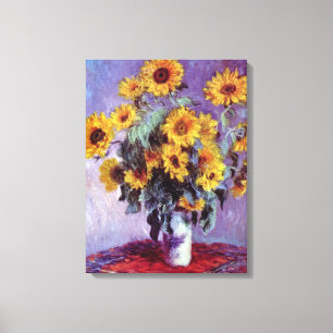 Boeket zonnebloemen door Claude Monet, Vintage Kun Canvas Afdruk