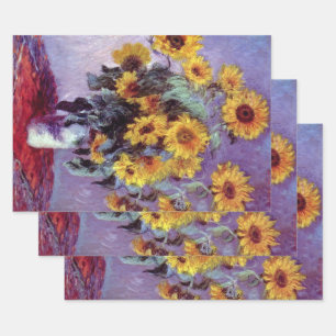 Boeket zonnebloemen door Claude Monet, Vintage Kun Inpakpapier Vel