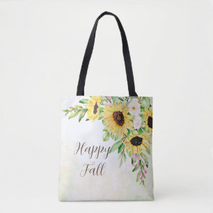 Boeket zonnebloemen met aanpasbare tekst tote bag