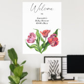 Boeketbloemen Welkom baby shower feest Poster (Thuiskantoor)