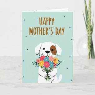 Boeketkaart met stippenhondje kaart