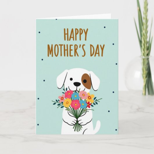 Boeketkaart met stippenhondje kaart (Voorkant)