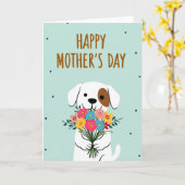 Boeketkaart met stippenhondje kaart (Gele Bloem)