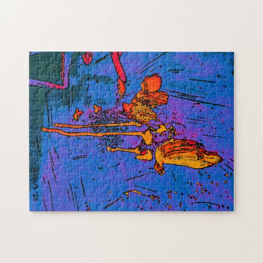 Boeketpuzzel van Angus World in blauw en goud Legpuzzel (Horizontaal)