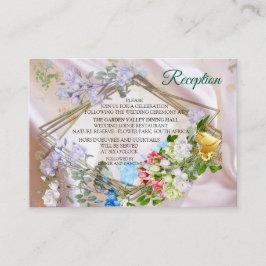 Boeketten van meerkleurige Rozen op zijden texture Informatiekaartje