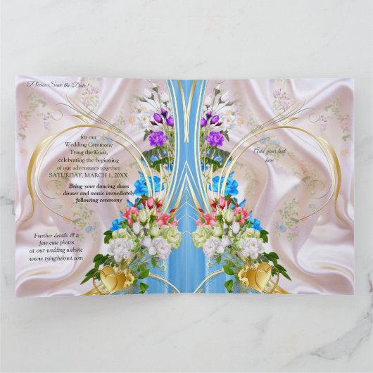 Boeketten van meerkleurige Rozen op zijden texture Kaart (Binnen)