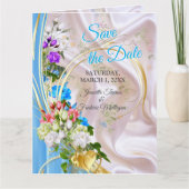 Boeketten van meerkleurige Rozen op zijden texture Kaart (Voorkant)