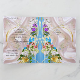 Boeketten van meerkleurige Rozen op zijden texture Kaart