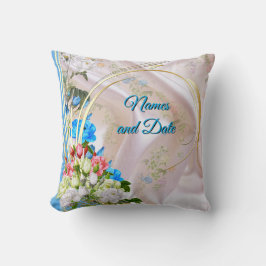 Boeketten van meerkleurige Rozen op zijden texture Kussen