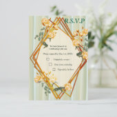 Boeketten van meerkleurige Rozen op zijden texture RSVP Kaartje (Staand voorkant)