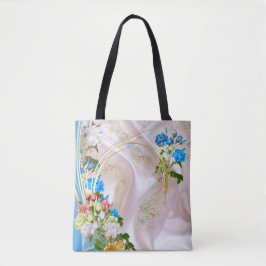 Boeketten van meerkleurige Rozen op zijden texture Tote Bag