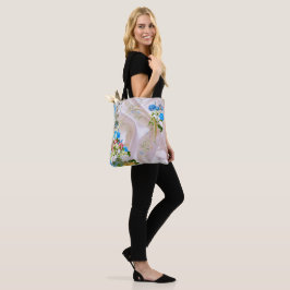 Boeketten van meerkleurige Rozen op zijden texture Tote Bag