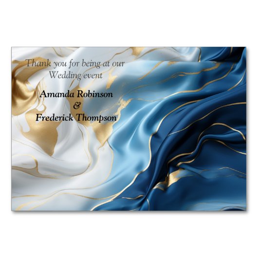 Boeketten van Zijdeachtig Blauw-Wit en Gouden Rand Kaart (Achterkant)